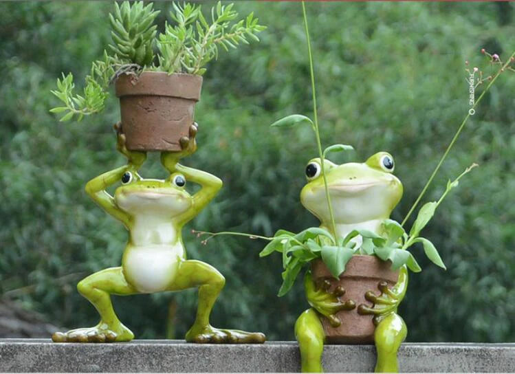 Resin Frog Flower Pot Ornaments, Outdoor Garden Plant Pot Figurine, Decoration Yard, Villa Furnishing Accessories Art