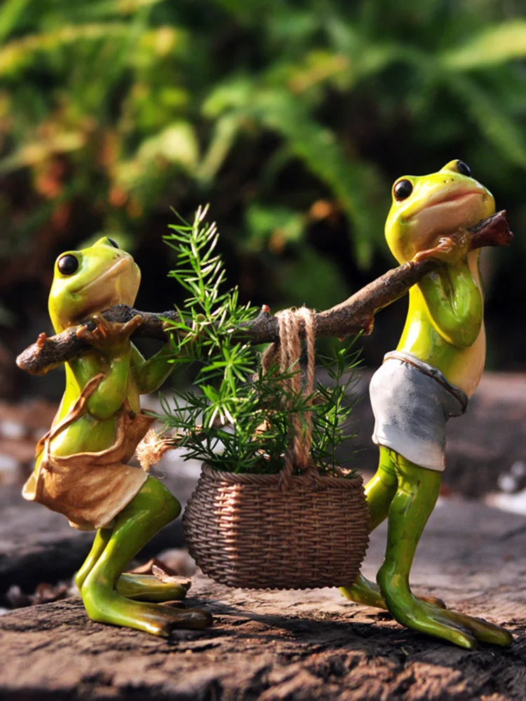 Resin Frog Flower Pot Ornaments, Outdoor Garden Plant Pot Figurine, Decoration Yard, Villa Furnishing Accessories Art
