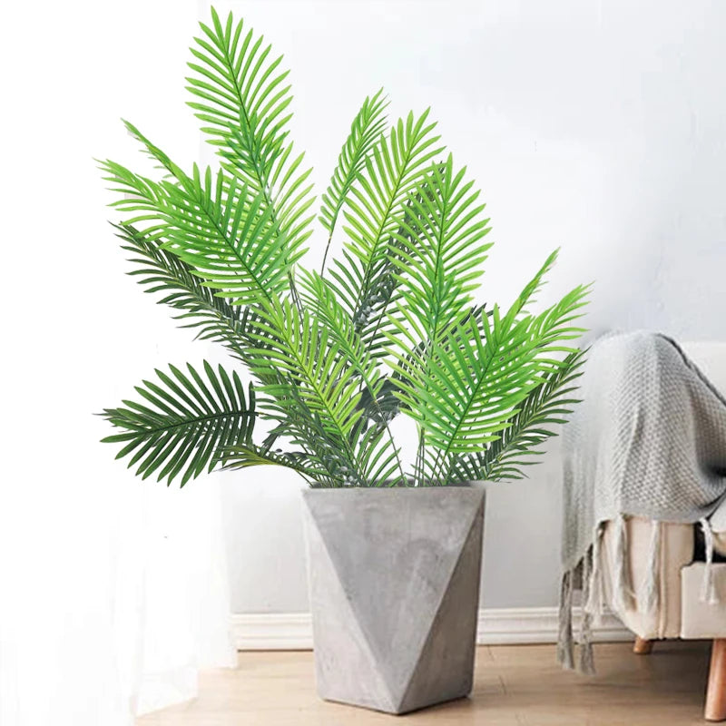 90-120cm Large Artificial Palm Tree Tropical Fake Plants Green Plastic Palm Leafs Big Monstera Tree Branch For Home Garden Decor
