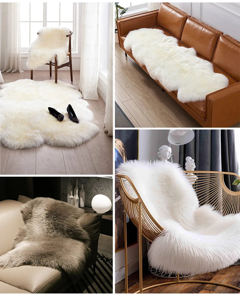Fur Faux Sheepskin Soft Carpet Living Room Area Rugs Bedroom Bedside Furry Decoration Fluffy Imitation Wool Chair Sofa Cushion