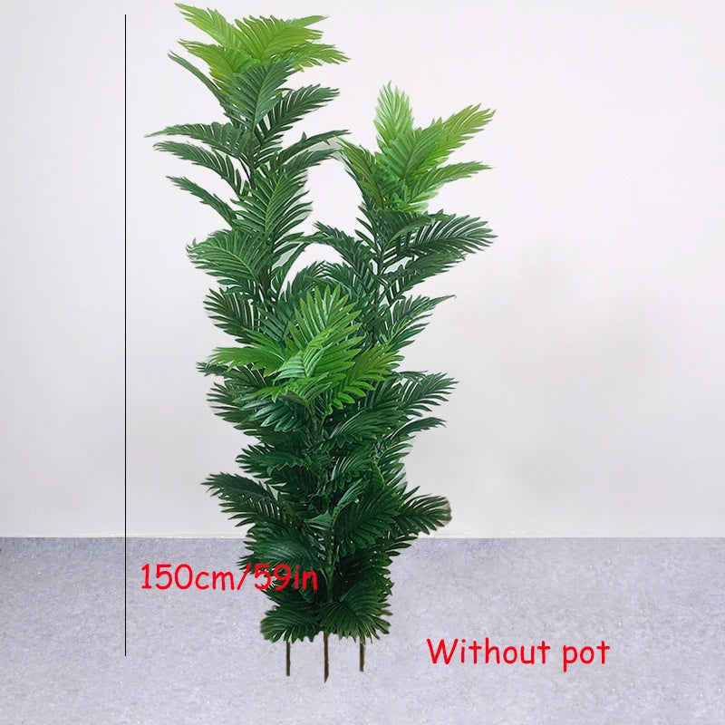 35-150cm Large Artificial Palm Tree Tropical Plants Green Plastic Palm Leafs Fake Banyan Tree for Home Garden Shop Party Decor