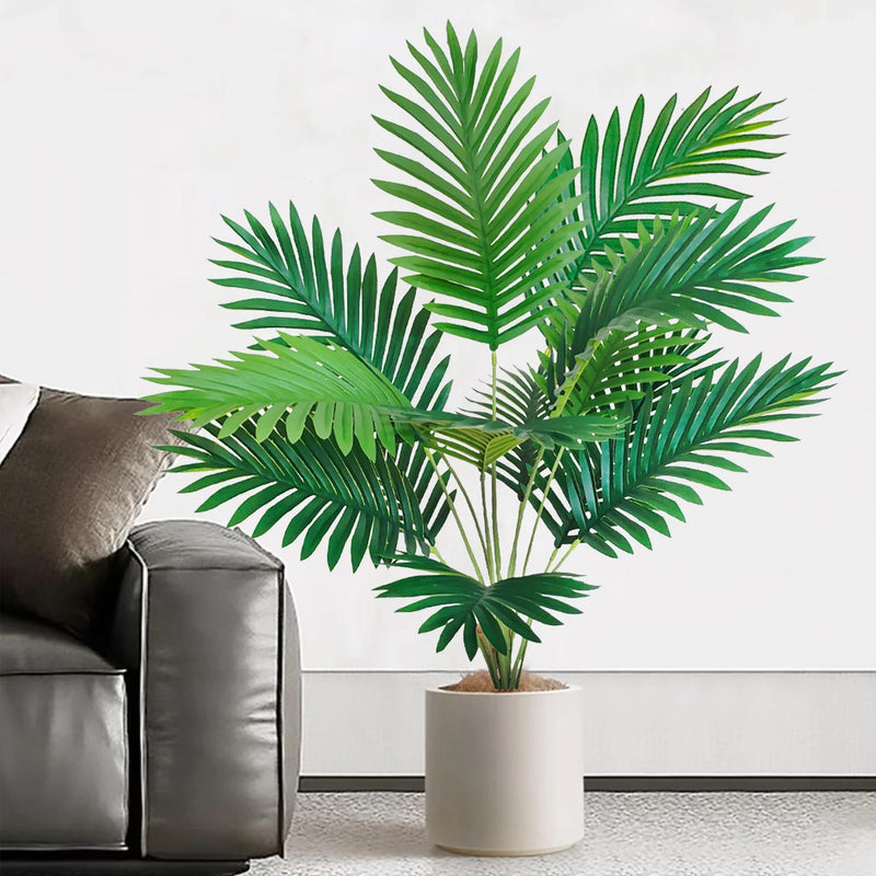 68-120cm Large Artificial Palm Tree Tropical Fake Plant Green Plastic Palm Leaf Branches Suitable for Home Garden Decoration
