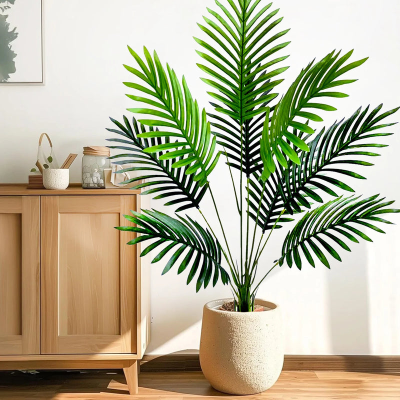 53-123cm Artificial Palm Tree Tropical Fake Plant Green Plastic Palm Leaf Branches Suitable for Home Garden Decoration