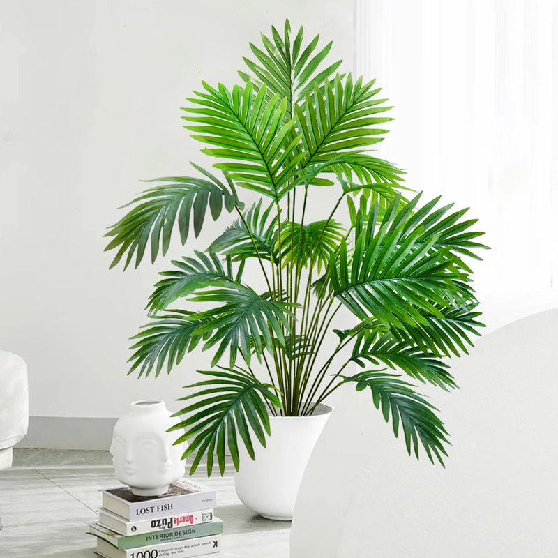 53-123cm Artificial Palm Tree Tropical Fake Plant Green Plastic Palm Leaf Branches Suitable for Home Garden Decoration