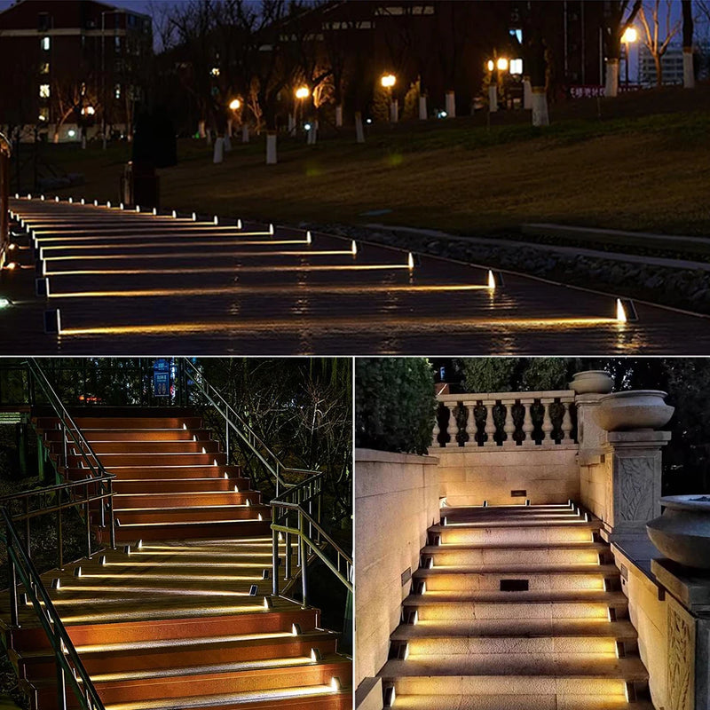 Outdoor Solar Step Lights, Warm White ,Waterproof, Auto On, for Patio, Yard, Driveway, Porch Decoration