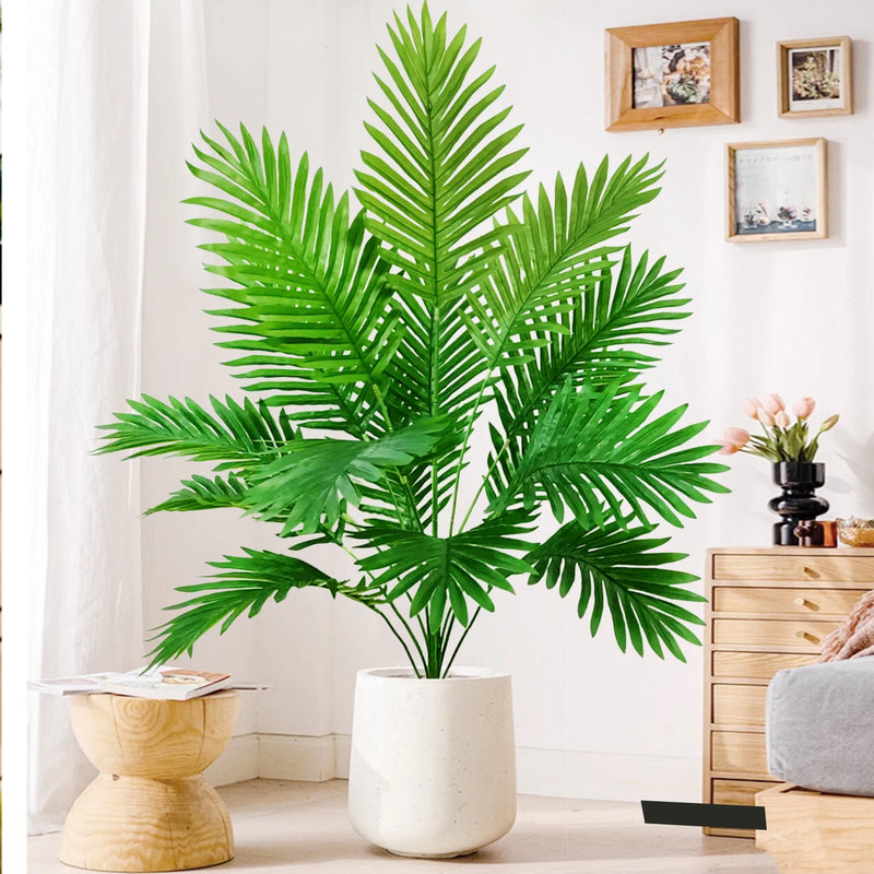 53-123cm Artificial Palm Tree Tropical Fake Plant Green Plastic Palm Leaf Branches Suitable for Home Garden Decoration