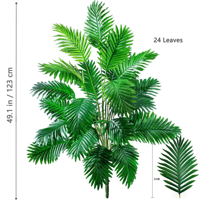 53-123cm Artificial Palm Tree Tropical Fake Plant Green Plastic Palm Leaf Branches Suitable for Home Garden Decoration