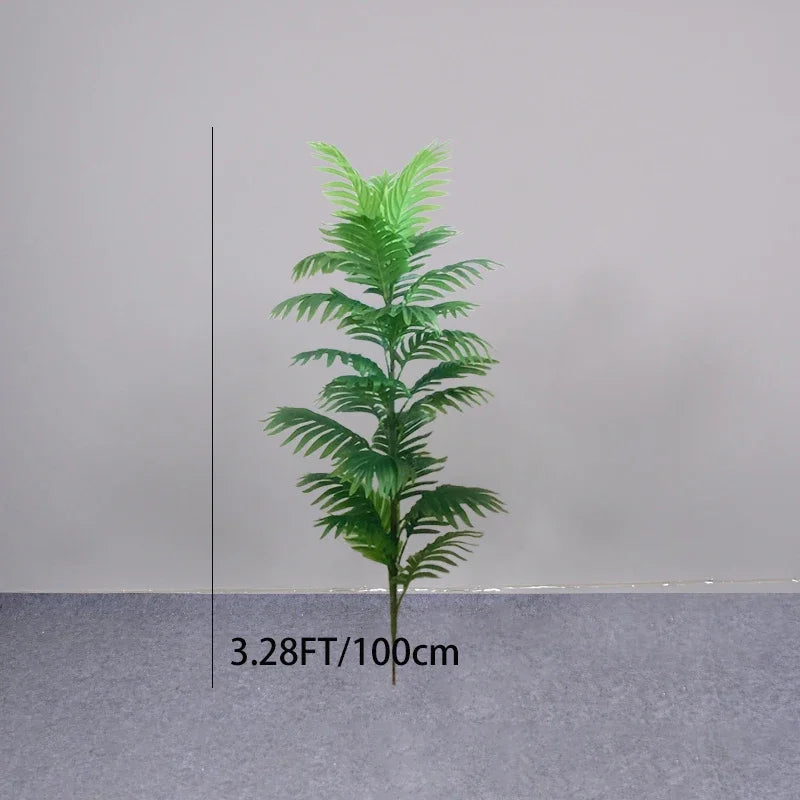 35-150cm Large Artificial Palm Tree Tropical Plants Green Plastic Palm Leafs Fake Banyan Tree for Home Garden Shop Party Decor