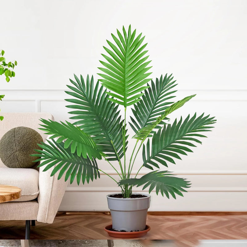 68-120cm Large Artificial Palm Tree Tropical Fake Plant Green Plastic Palm Leaf Branches Suitable for Home Garden Decoration