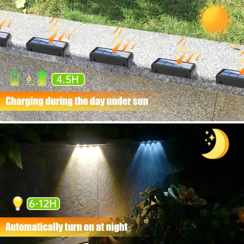 Solar Fence Lights – Waterproof RGB & Warm White LED Step Lights