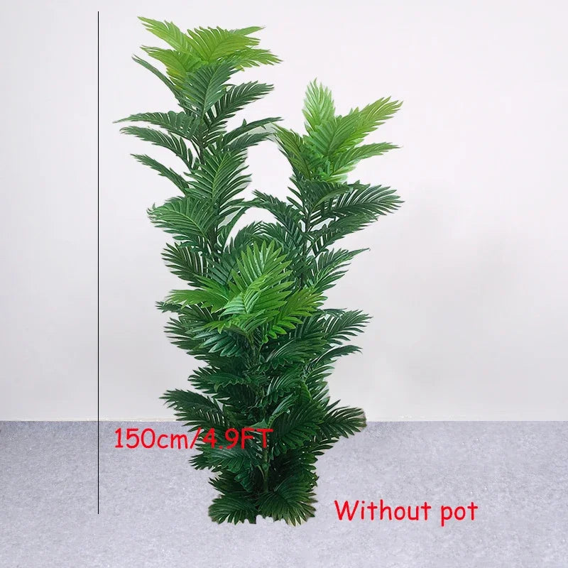 35-150cm Large Artificial Palm Tree Tropical Plants Green Plastic Palm Leafs Fake Banyan Tree for Home Garden Shop Party Decor