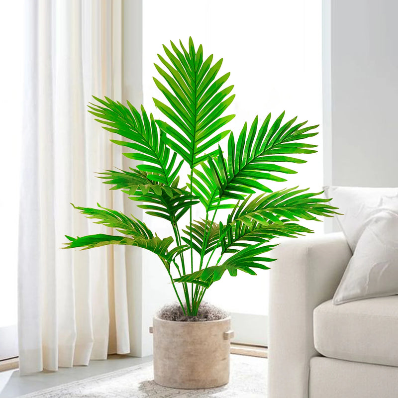 68-120cm Large Artificial Palm Tree Tropical Fake Plant Green Plastic Palm Leaf Branches Suitable for Home Garden Decoration