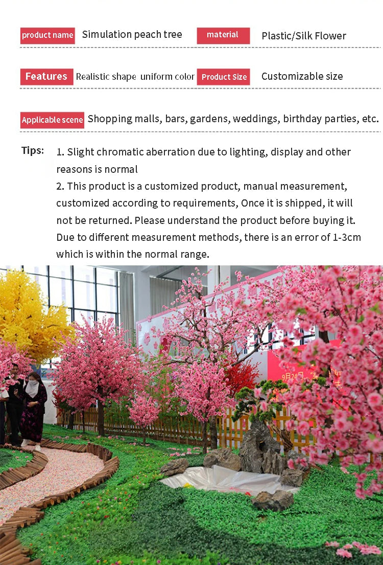 Artificial Peach Tree for Christmas, Simulation Cherry Tree, Outdoor Garden, Large Wishing Peach Tree, Wedding Center Decoration