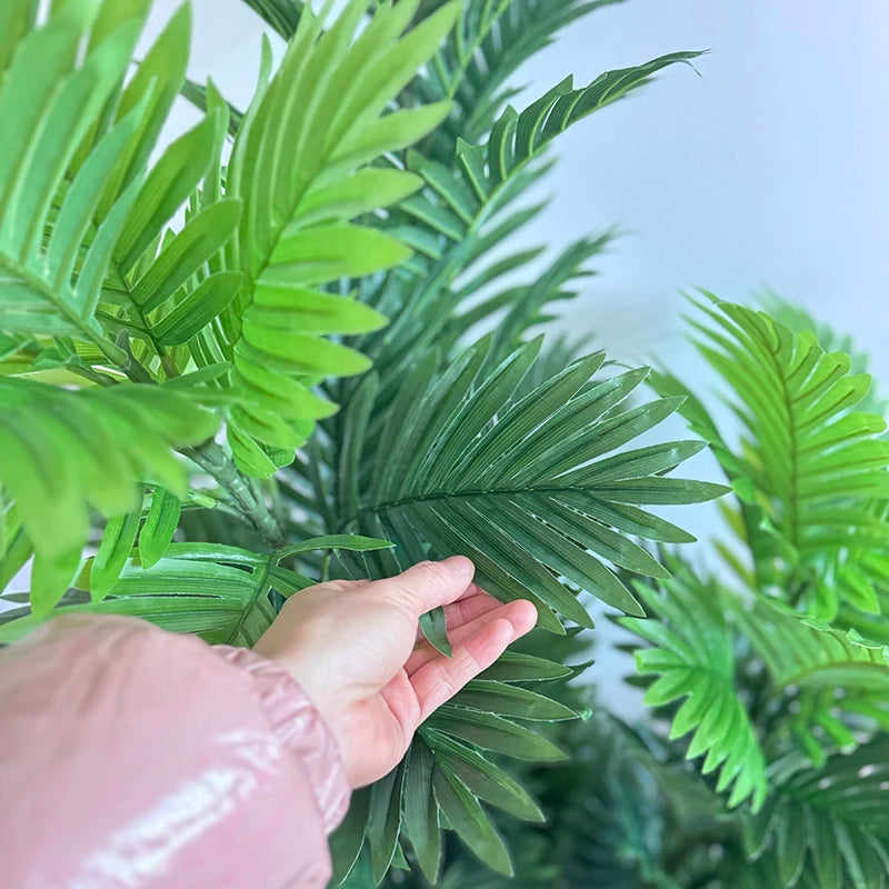 150cm Large Artificial Palm Tree Tropical Fake Plants Real Touch Palm Leafs Plastic Banyan Tree for Home Garden Shop Party Decor