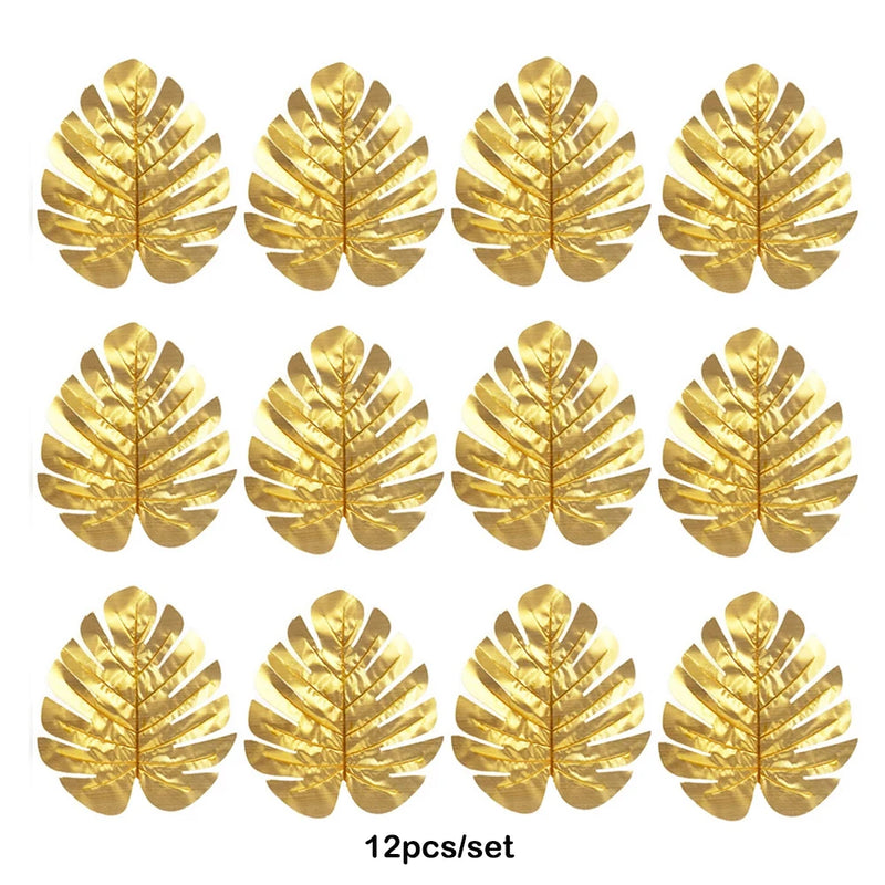 Artificial Tropical Palm Leaves Safari Jungle Decorations Hawaiian Luau Party Leaf Home Table Decor Wedding Birthday Fake Plants