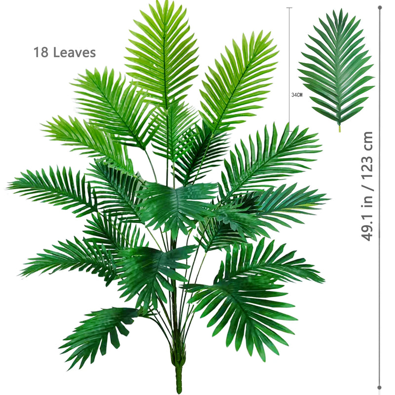 68-120cm Large Artificial Palm Tree Tropical Fake Plant Green Plastic Palm Leaf Branches Suitable for Home Garden Decoration