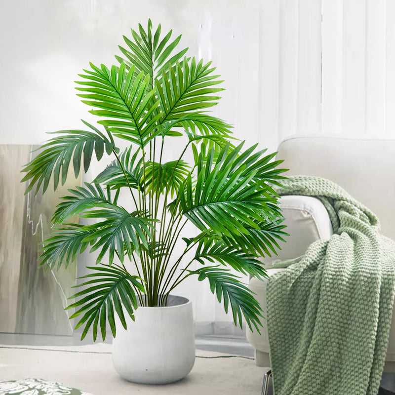 68-120cm Large Artificial Palm Tree Tropical Fake Plant Green Plastic Palm Leaf Branches Suitable for Home Garden Decoration