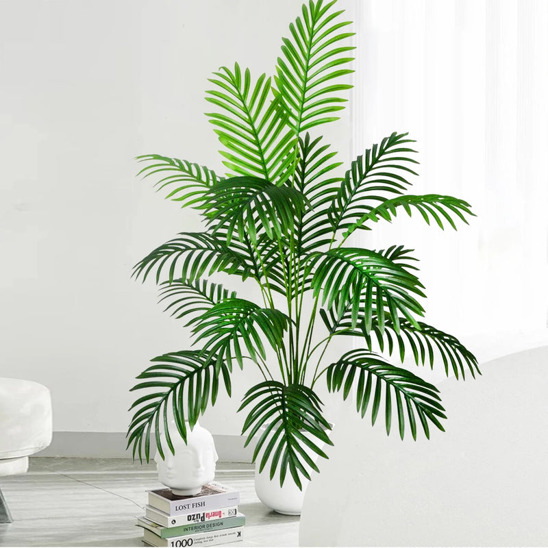 68-120cm Large Artificial Palm Tree Tropical Fake Plant Green Plastic Palm Leaf Branches Suitable for Home Garden Decoration