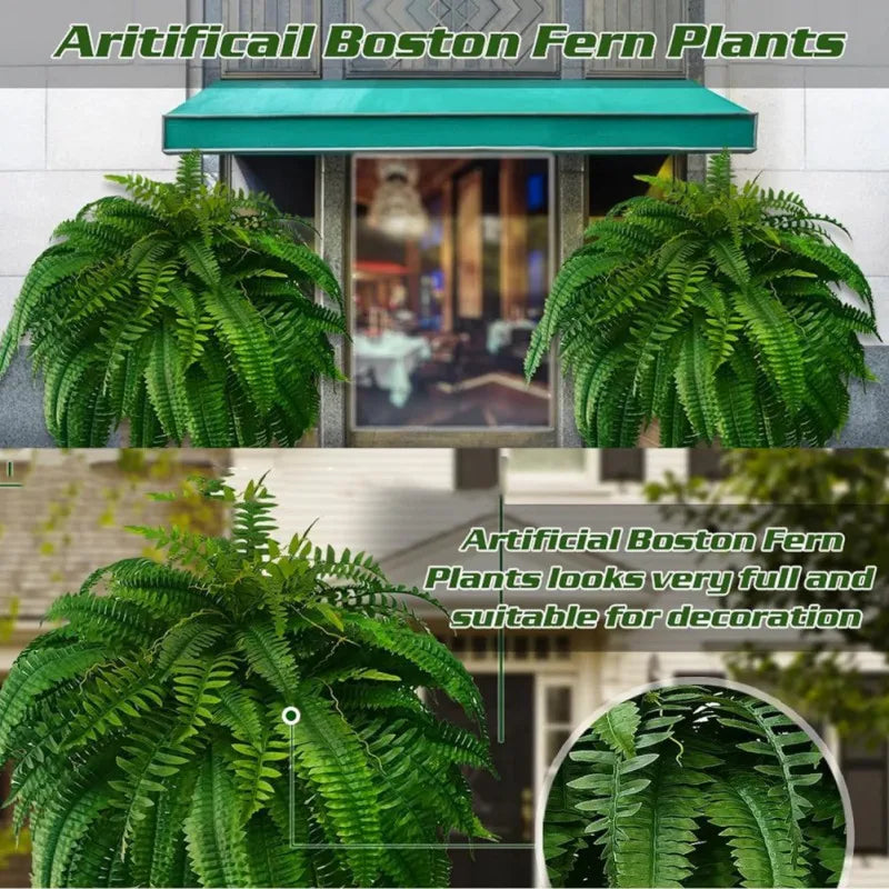 2Pcs Large Artificial Fern Tropical Palm Plants Porch Decorative Persian Fake Flowers Wall Hanging Palm Tree for Outdoor Decor