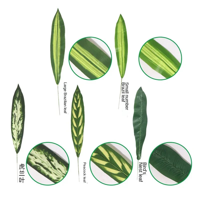 10PCS Palm Artificial Plants Leaves Decorations Faux Large Tropical Palm Leaves for Home Kitchen Party Flowers Wedding Decor