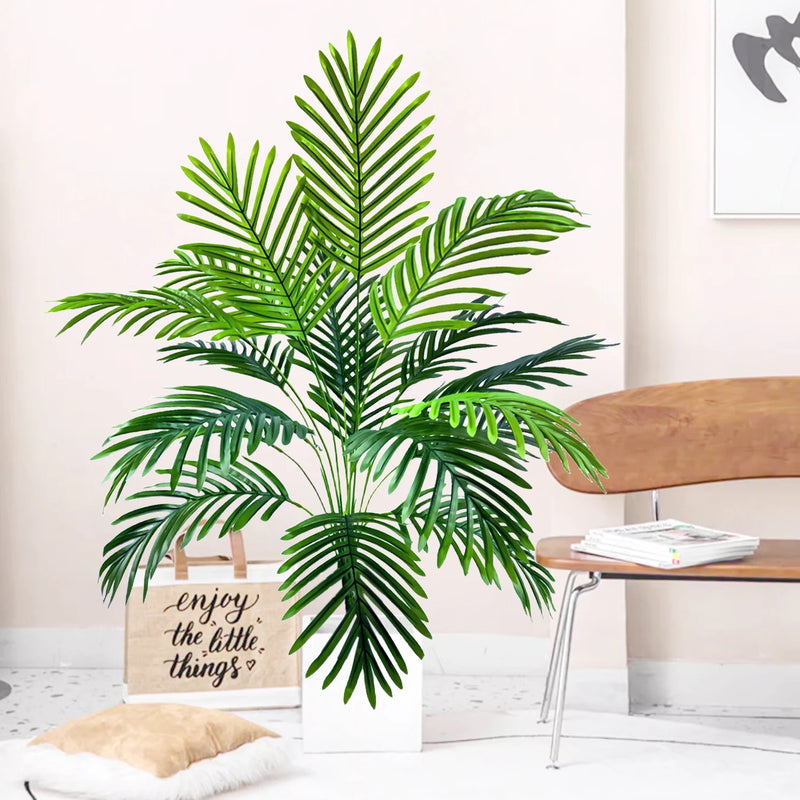 68-120cm Large Artificial Palm Tree Tropical Fake Plant Green Plastic Palm Leaf Branches Suitable for Home Garden Decoration