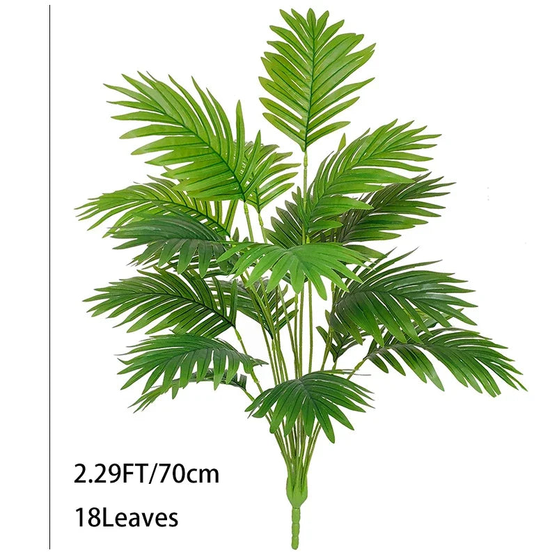 35-150cm Large Artificial Palm Tree Tropical Plants Green Plastic Palm Leafs Fake Banyan Tree for Home Garden Shop Party Decor