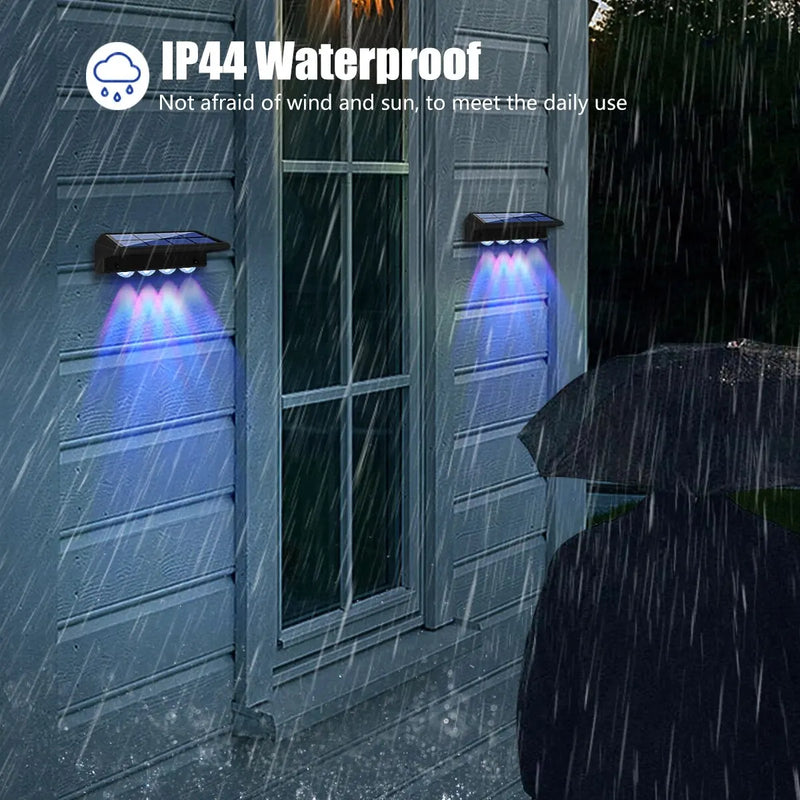 Solar Fence Lights – Waterproof RGB & Warm White LED Step Lights