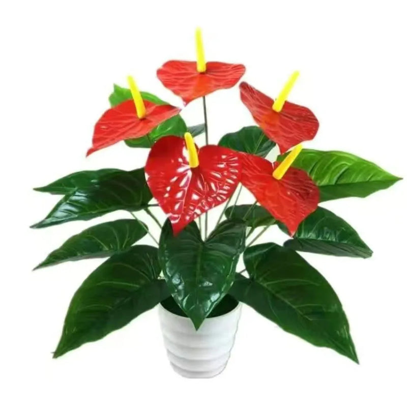 35/50CM Artificial Red Palm New Big Herb Plant Plastic Simulation Anthurium Artificial Palm Fronds Living Room Bedroom Decor