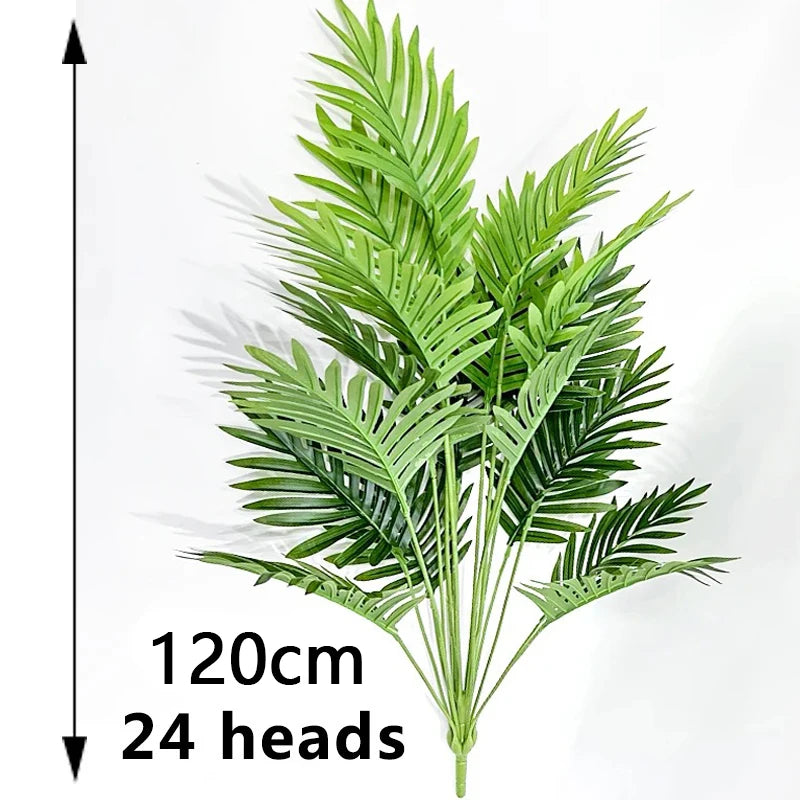 90-120cm Large Fake Palm Tree Artificial Tropical Plants Plastic Monstera Leaves Big Palm Tree Foliage for Home Garden Decor