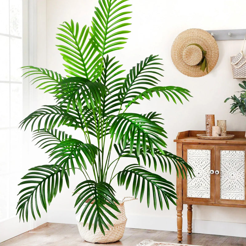 53-123cm Artificial Palm Tree Tropical Fake Plant Green Plastic Palm Leaf Branches Suitable for Home Garden Decoration