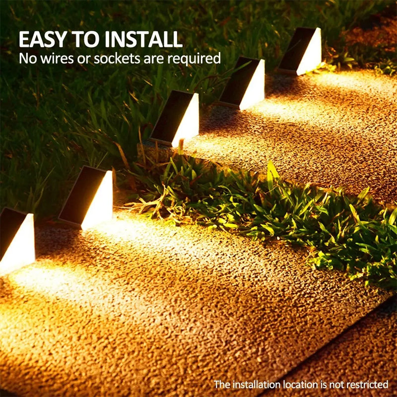 Outdoor Solar Step Lights, Warm White ,Waterproof, Auto On, for Patio, Yard, Driveway, Porch Decoration