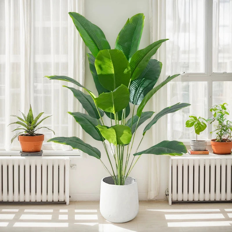 Artificial Plants Large Tropical Palm Tree Fake Banana Plants Leaves Real Touch Plastic Monstera For Home Garden Party Decor