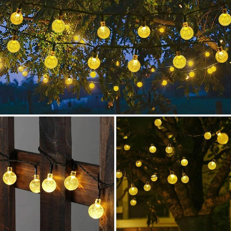 Solar-Powered Bubble Ball LED String Lights – Waterproof Outdoor Garden Decor