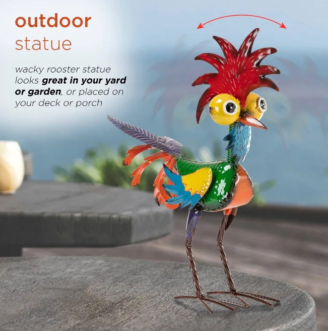 HQ Funny Chicken Decor Metal Statues Home Garden Farm Yard Decorations Creative Rooster Miniature Ornaments Home Figurines Decor