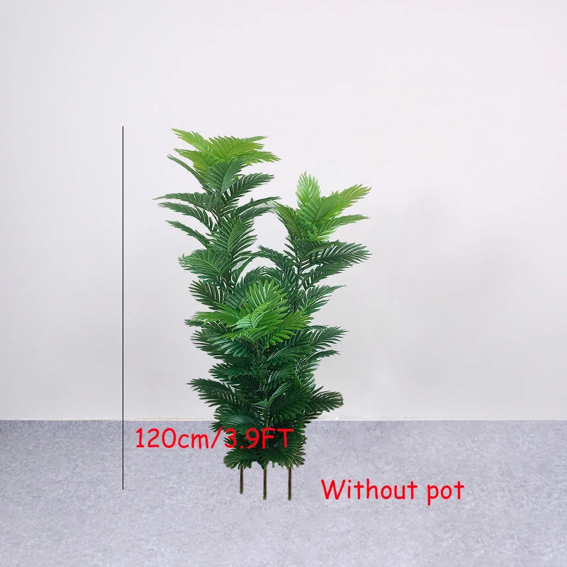 35-150cm Large Artificial Palm Tree Tropical Plants Green Plastic Palm Leafs Fake Banyan Tree for Home Garden Shop Party Decor