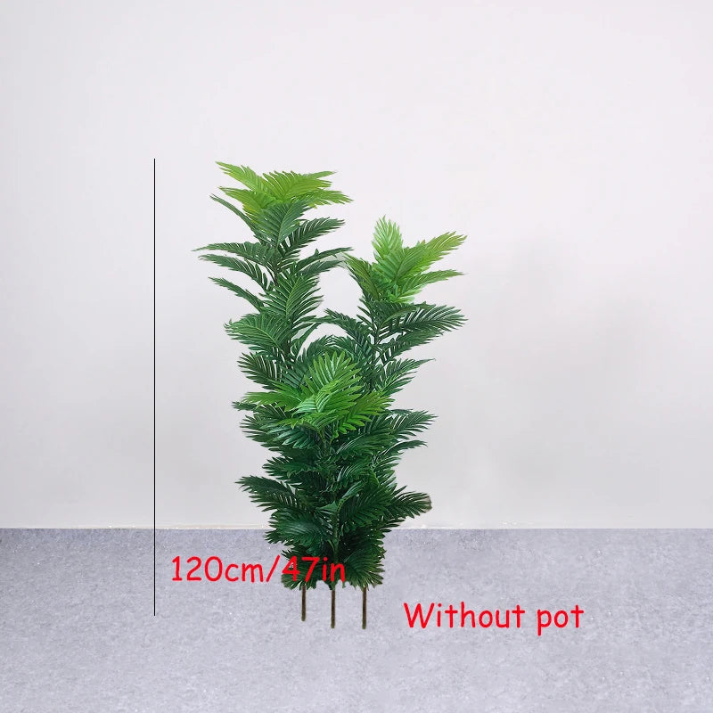 35-150cm Large Artificial Palm Tree Tropical Plants Green Plastic Palm Leafs Fake Banyan Tree for Home Garden Shop Party Decor