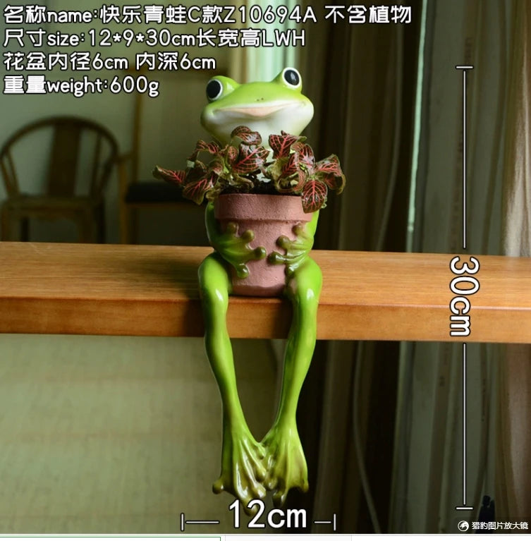 Resin Frog Flower Pot Ornaments, Outdoor Garden Plant Pot Figurine, Decoration Yard, Villa Furnishing Accessories Art