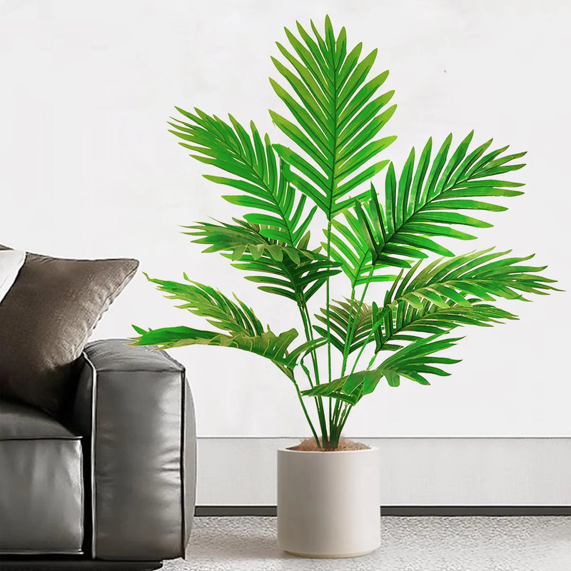 68-120cm Large Artificial Palm Tree Tropical Fake Plant Green Plastic Palm Leaf Branches Suitable for Home Garden Decoration