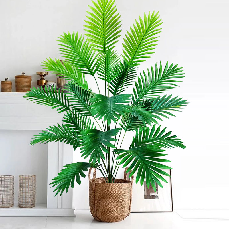 68-120cm Large Artificial Palm Tree Tropical Fake Plant Green Plastic Palm Leaf Branches Suitable for Home Garden Decoration