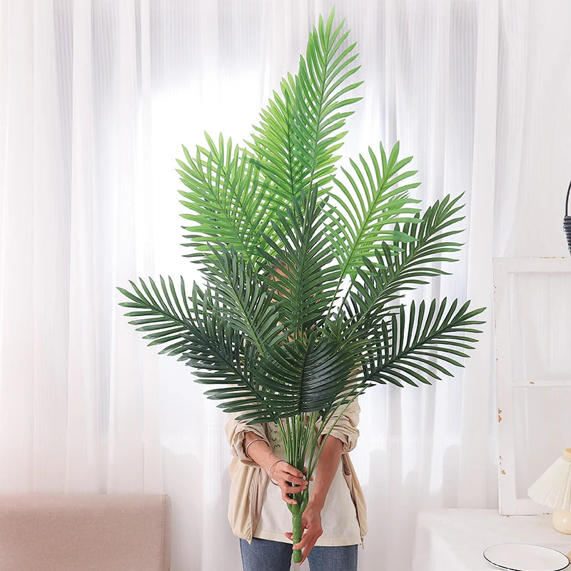 90-120cm Large Artificial Palm Tree Tropical Fake Plants Green Plastic Palm Leafs Big Monstera Tree Branch For Home Garden Decor