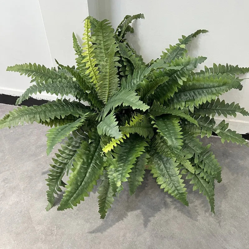 2Pcs Large Artificial Fern Tropical Palm Plants Porch Decorative Persian Fake Flowers Wall Hanging Palm Tree for Outdoor Decor