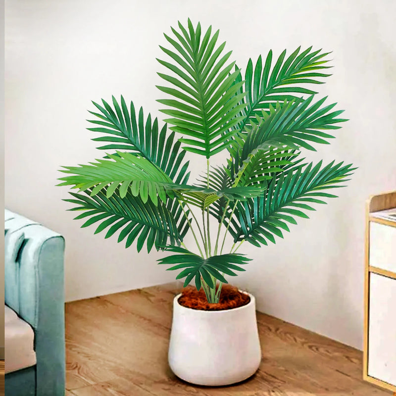 53-123cm Artificial Palm Tree Tropical Fake Plant Green Plastic Palm Leaf Branches Suitable for Home Garden Decoration