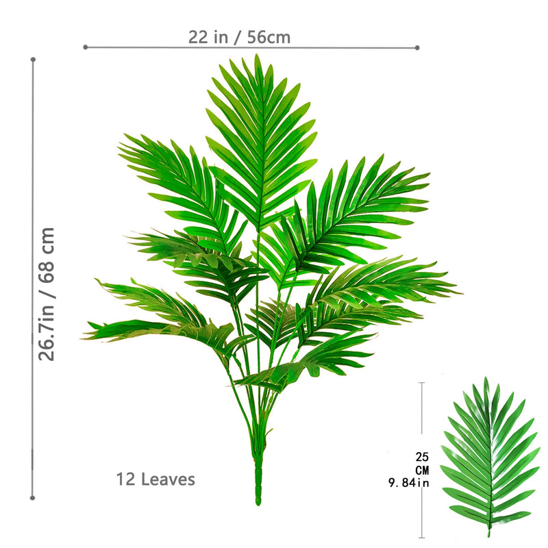 68-120cm Large Artificial Palm Tree Tropical Fake Plant Green Plastic Palm Leaf Branches Suitable for Home Garden Decoration