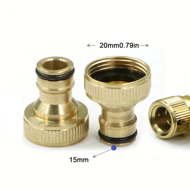 Brass Faucet Hose Connector – Quick Connect Adapter for 1/2 & 3/4 Garden Watering