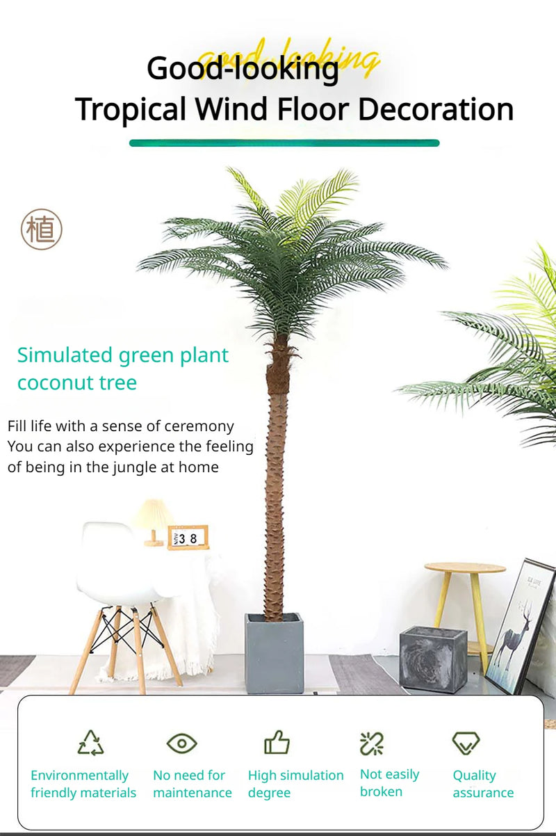 Large Artificial Coconut Tree Fake Palm for Outdoor Indoor Decor Hawaiian Simulation Plant