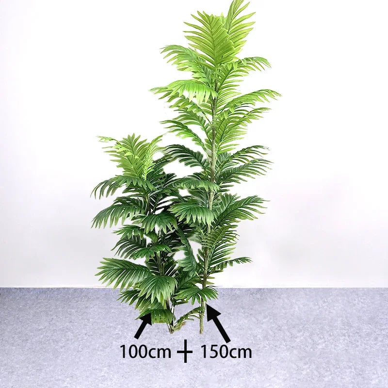 35-150cm Large Artificial Palm Tree Tropical Plants Green Plastic Palm Leafs Fake Banyan Tree for Home Garden Shop Party Decor