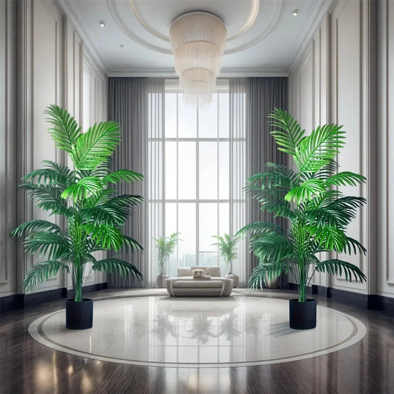 24Leaves Areca Palm Simulation Green Plants Realistic Artificial Trees Suitable For Bedroom Living Room Outdoor Decoration