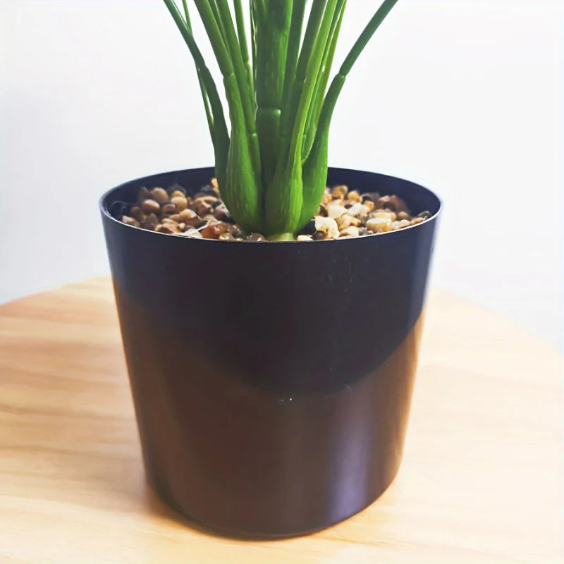 2pcs Durable Lifelike Artificial Palm Plant with Natural Green Leaves & Sturdy Pot - Indoor/Outdoor Modern Decor, Perfect Low