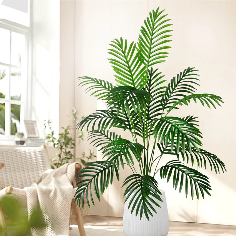 68-120cm Large Artificial Palm Tree Tropical Fake Plant Green Plastic Palm Leaf Branches Suitable for Home Garden Decoration