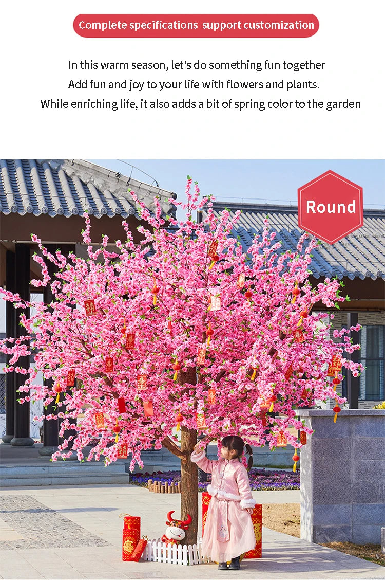 Artificial Peach Tree for Christmas, Simulation Cherry Tree, Outdoor Garden, Large Wishing Peach Tree, Wedding Center Decoration